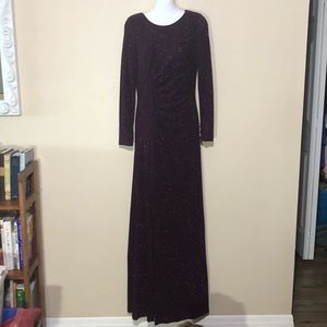 Purple Calvin Klein Evening Gown Dress Long sleeve